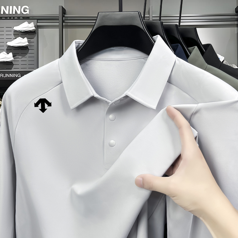 奥特莱斯撤柜丨迪桑家长袖翻领POLO衫男秋季无痕免烫商务休闲t恤