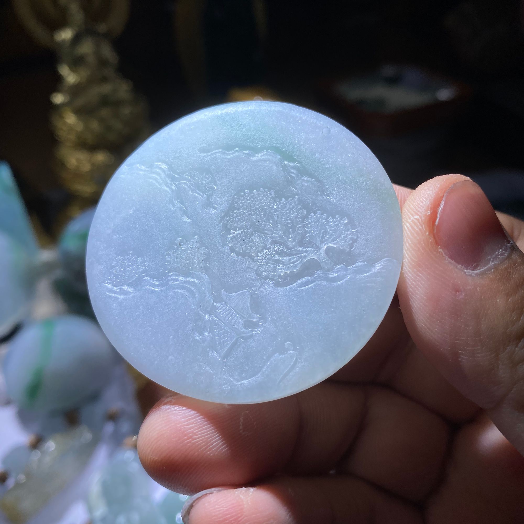 （定制）天然A货翡翠山水牌