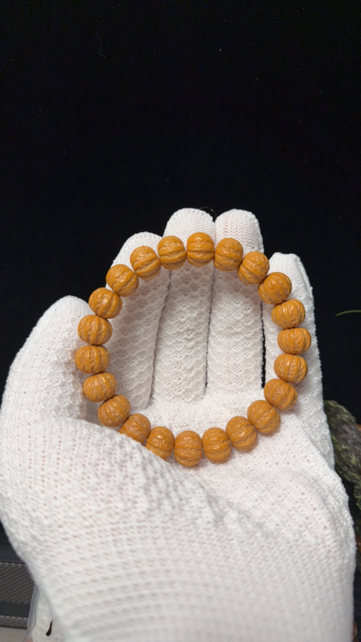 【菩念文玩】微瑕小京八棱猴头核桃文玩手串12左右