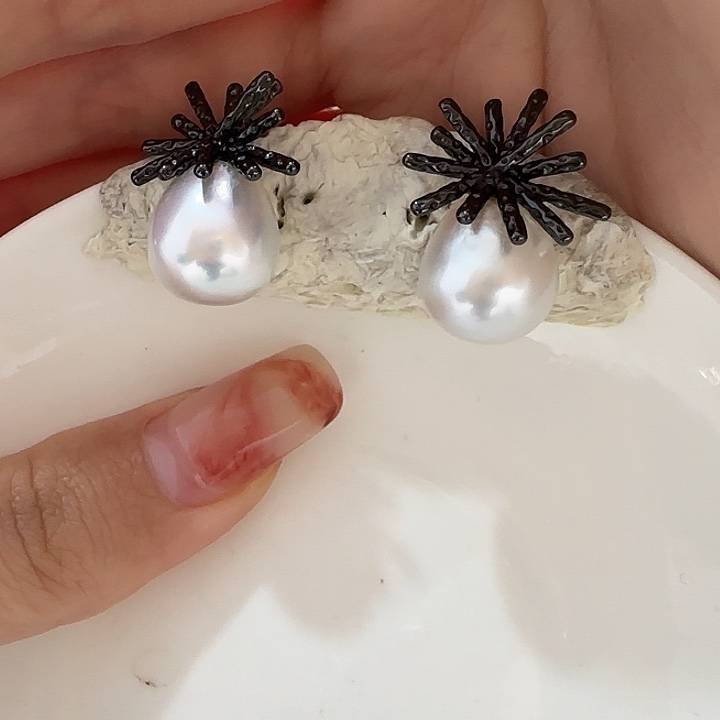 海水珍珠耳饰银S925镶嵌