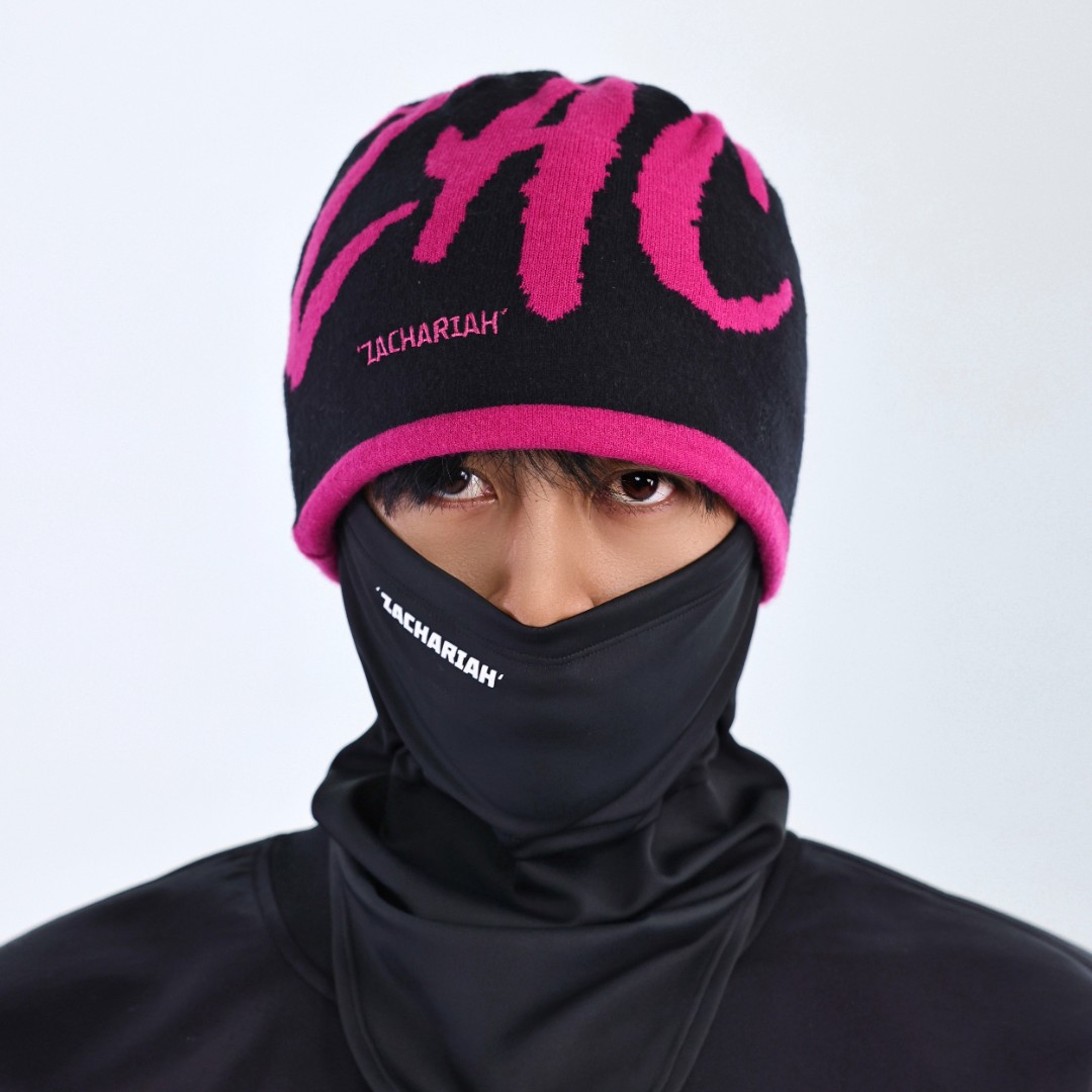 ZACHARIAH【黑莓粉】双色正反可戴针织帽滑雪防风保暖毛线护耳冷帽