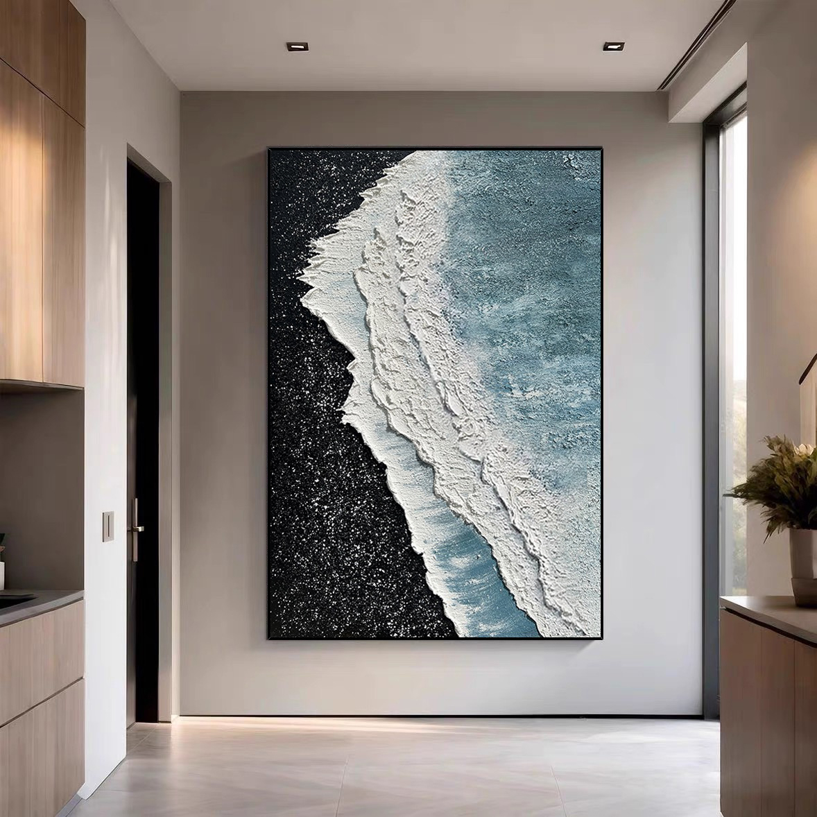 《星海》纯手绘油画现代简约客厅沙发背景墙装饰画过道玄关立体挂画