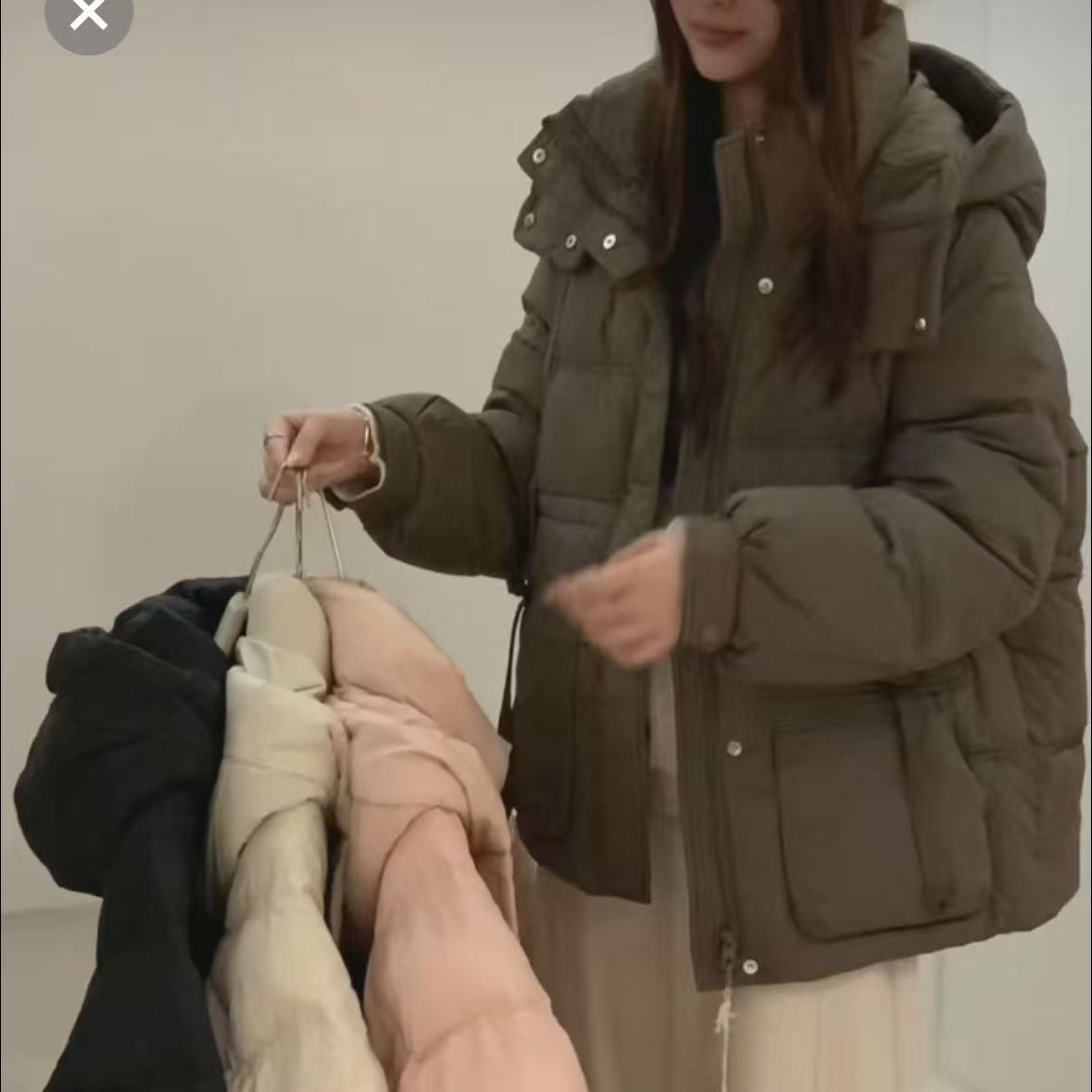 元气飘带连帽羽绒外套8013