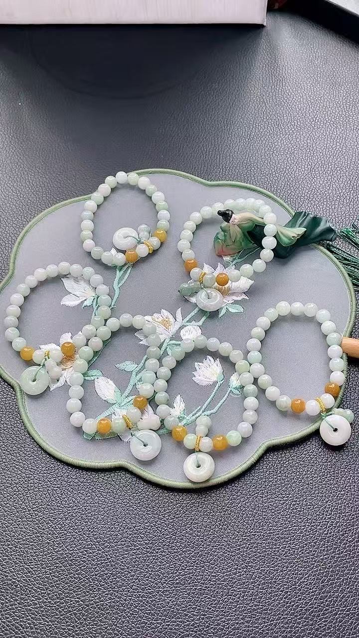 天然A货翡翠圆珠平安扣葫芦精美手串--多样性发一