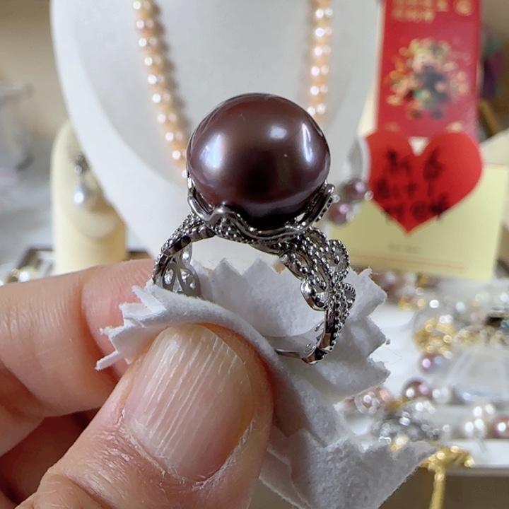 淡水珍珠牛油果皱巴极光炫彩蕾丝银S925镶嵌