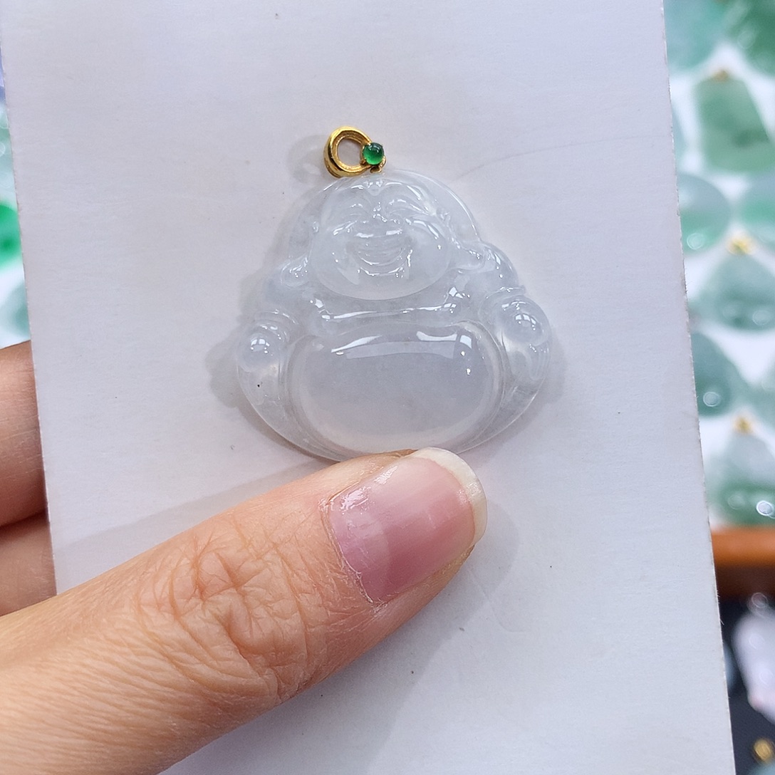 翡翠18K金镶嵌颈饰翡翠吊坠