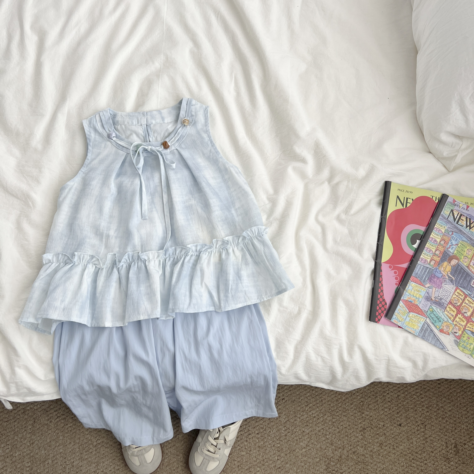 （现货）女童夏季无袖套装韩版薄款衣服女宝直筒裤两件套FJTXW52580