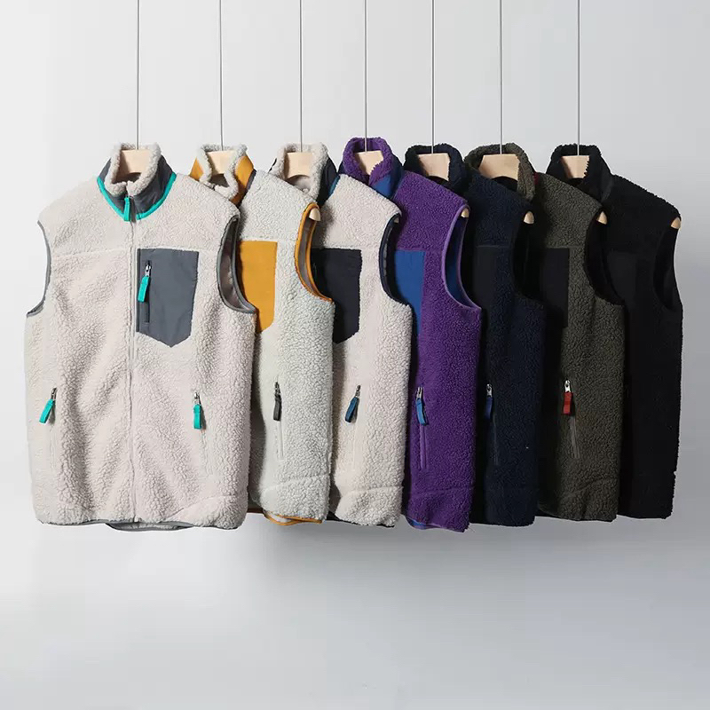 秋冬新款户外限定配色羊羔绒立领摇粒绒拉链保暖马甲