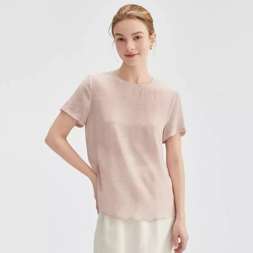 【桑蚕丝双绉】简约晕染休闲舒适轻奢优雅37308透气女T恤
