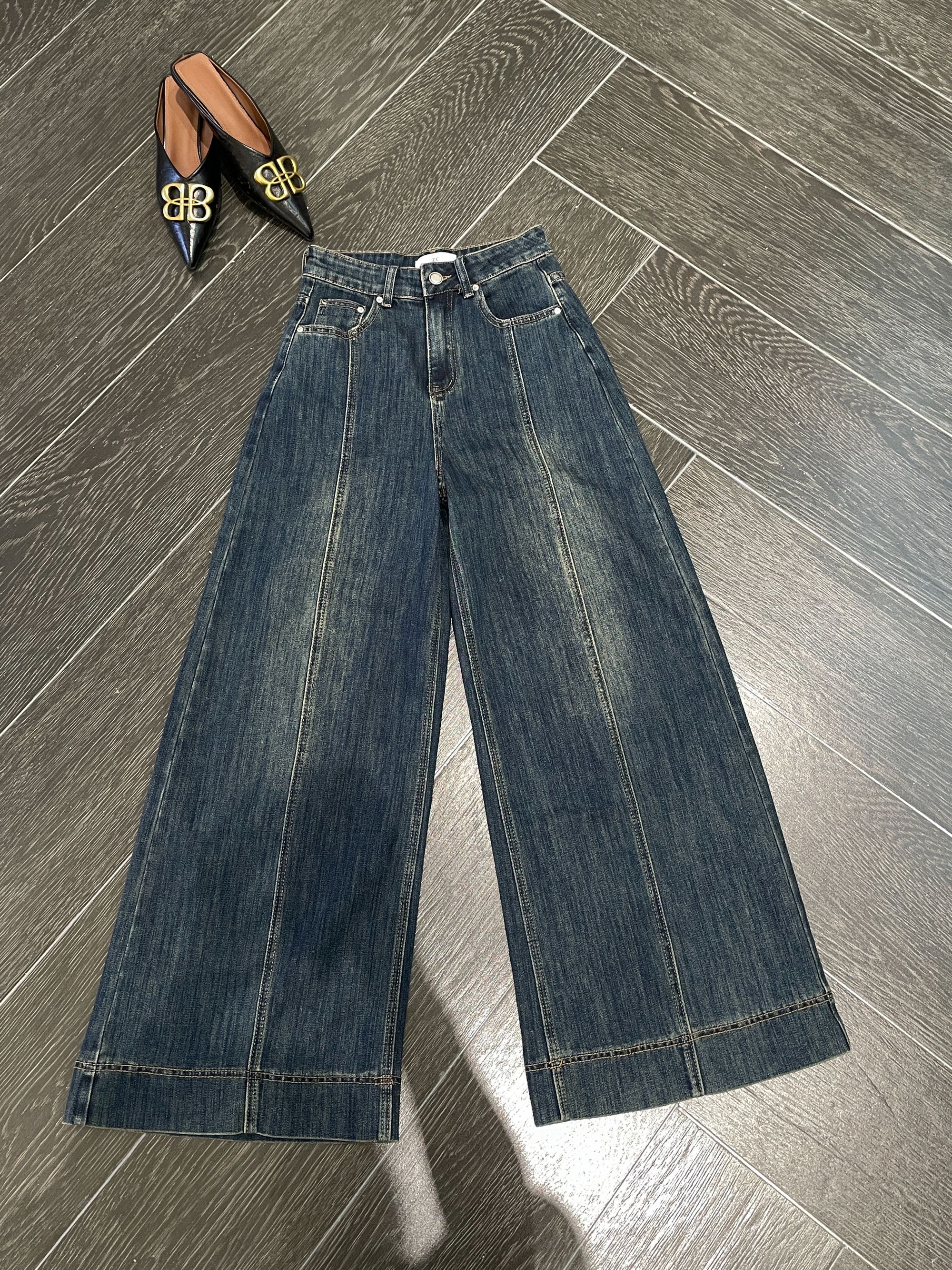 大气元（裤子）大喇叭拼杠阔腿裤