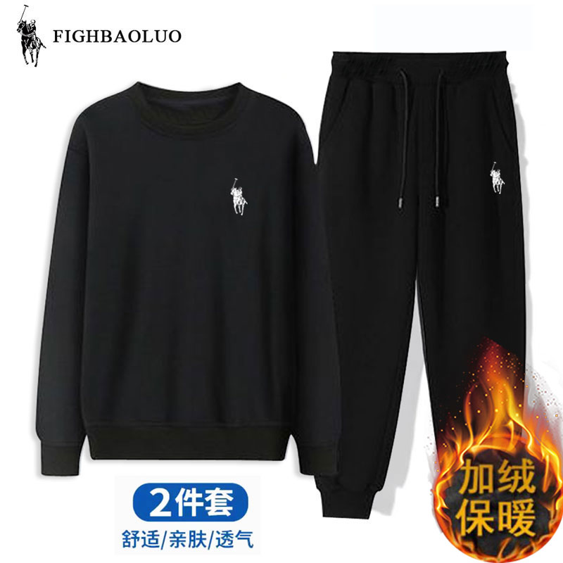 PoLo卫衣+长裤2春秋冬季上新男女同款休闲套装男士宽松运动一套装
