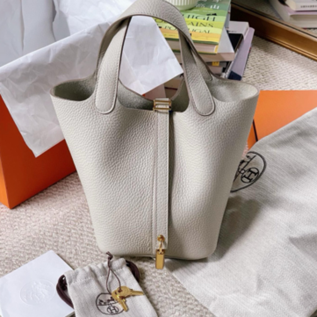 全新未使用 Hermes/爱马仕 菜篮子18冰川白金扣全新全套CG15-0032
