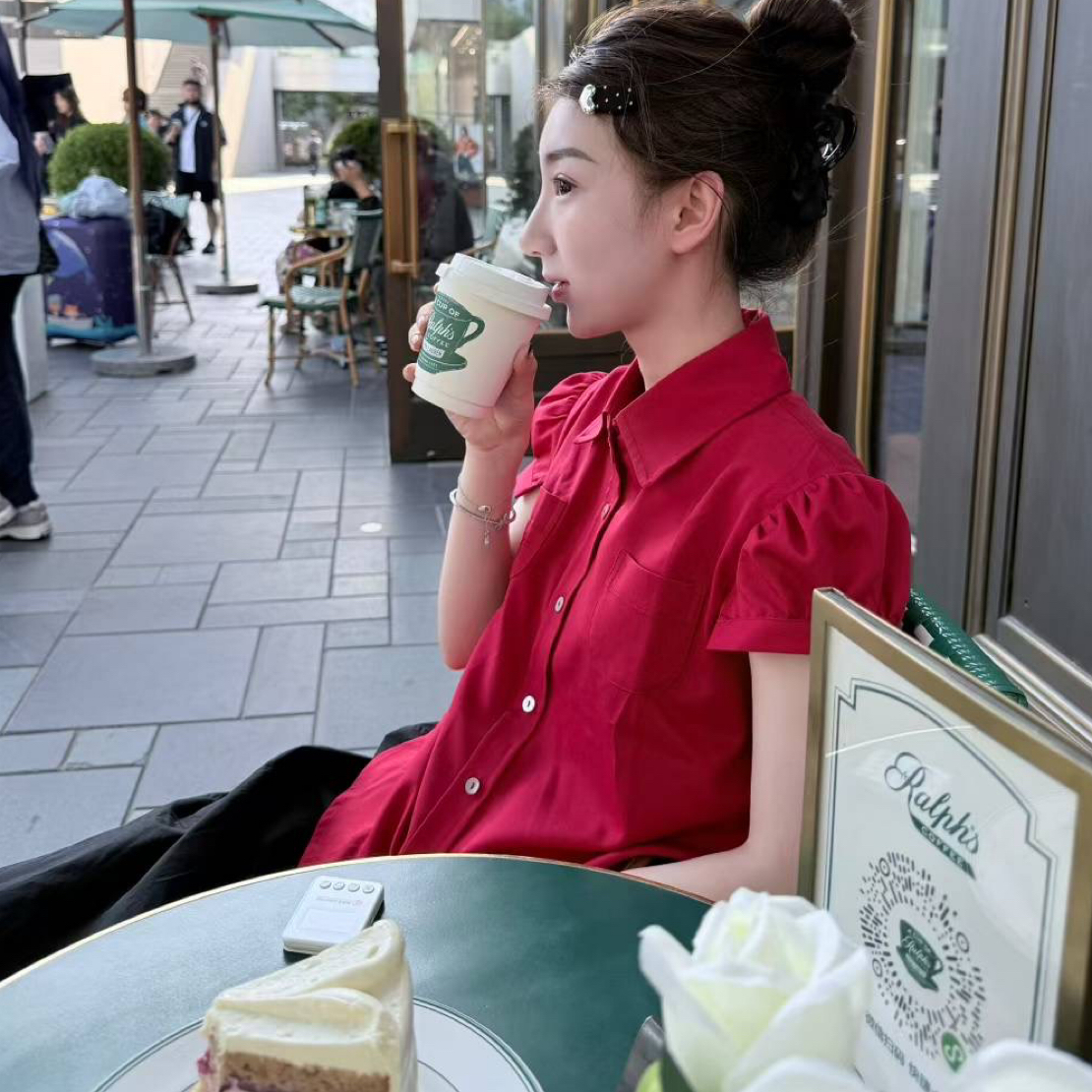 夏季女士薄款短袖纯色气质衬衫内搭外穿减龄打底衫