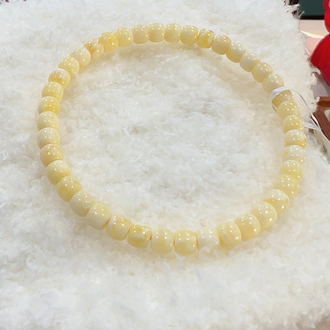 蜜蜡手链未镶嵌5m 瓷白花小串未品控