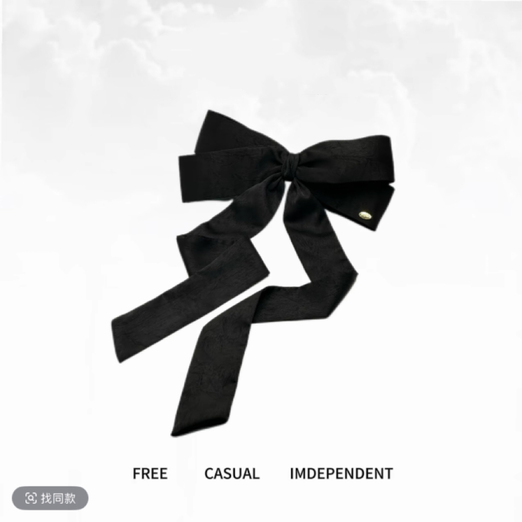 超大号蝴蝶结缎面长飘带鸭嘴夹优雅气质百搭显脸小蝴蝶结发夹