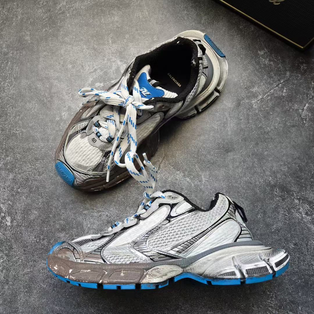 99新 Balenciaga/巴黎世家 40码 3XL 白蓝泥染 鞋