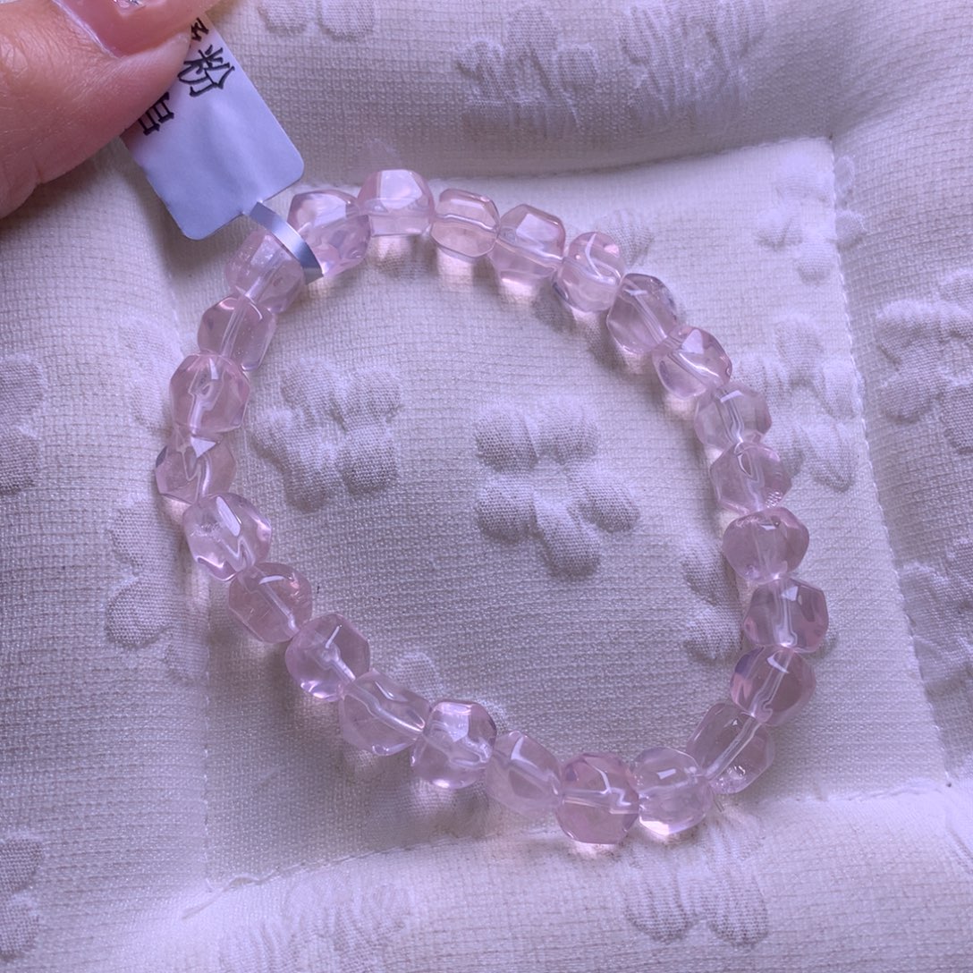 手链水晶未镶嵌冰橘粉菠萝珠8mm