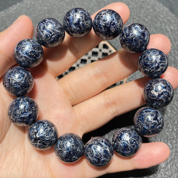 规格1.5cm （极光大全）14颗一串大漆手串 大漆珠 木质 犀皮手串