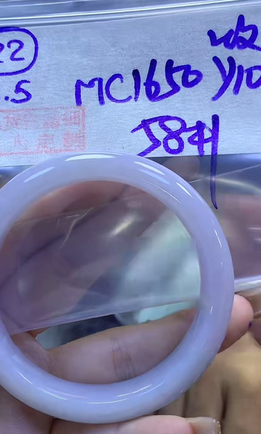 定制翡翠未镶嵌毛货需精细抛光22手镯纹58+1650元+拍一发一