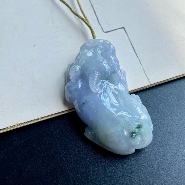 天然缅甸翡翠A货紫色貔貅吊坠