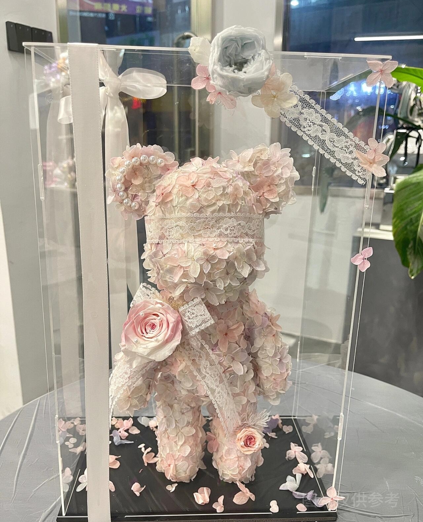 永生花暴力熊亚克力盒装饰适合作为情人节生日礼物送女友