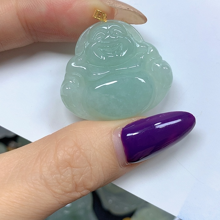 翡翠18K金镶嵌颈饰挂件