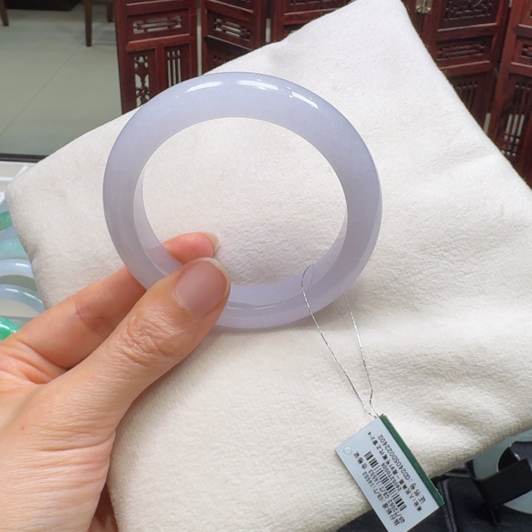 翡翠未镶嵌手镯粉紫402