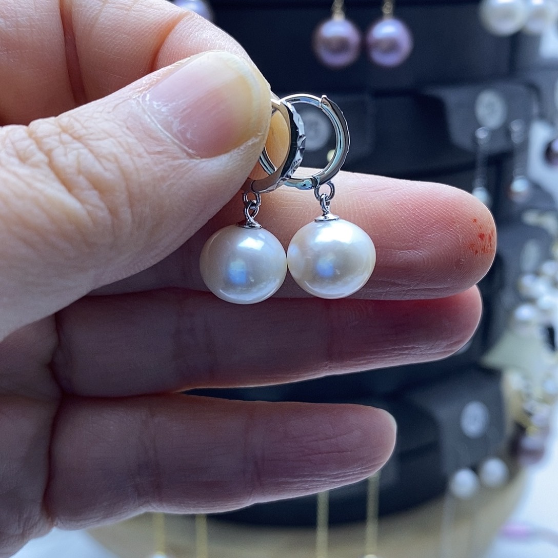 淡水珍珠耳饰银S925镶嵌二*