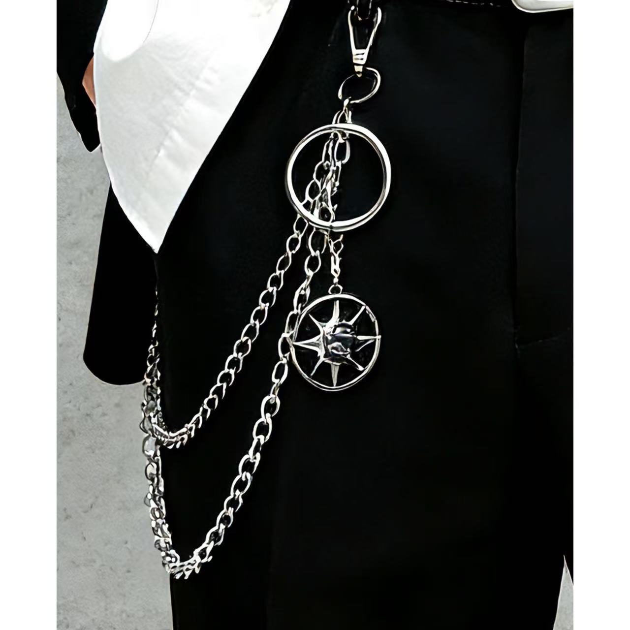 【马标罗盘裤链】银色金属双层腰链牛仔裤装饰挂链百搭