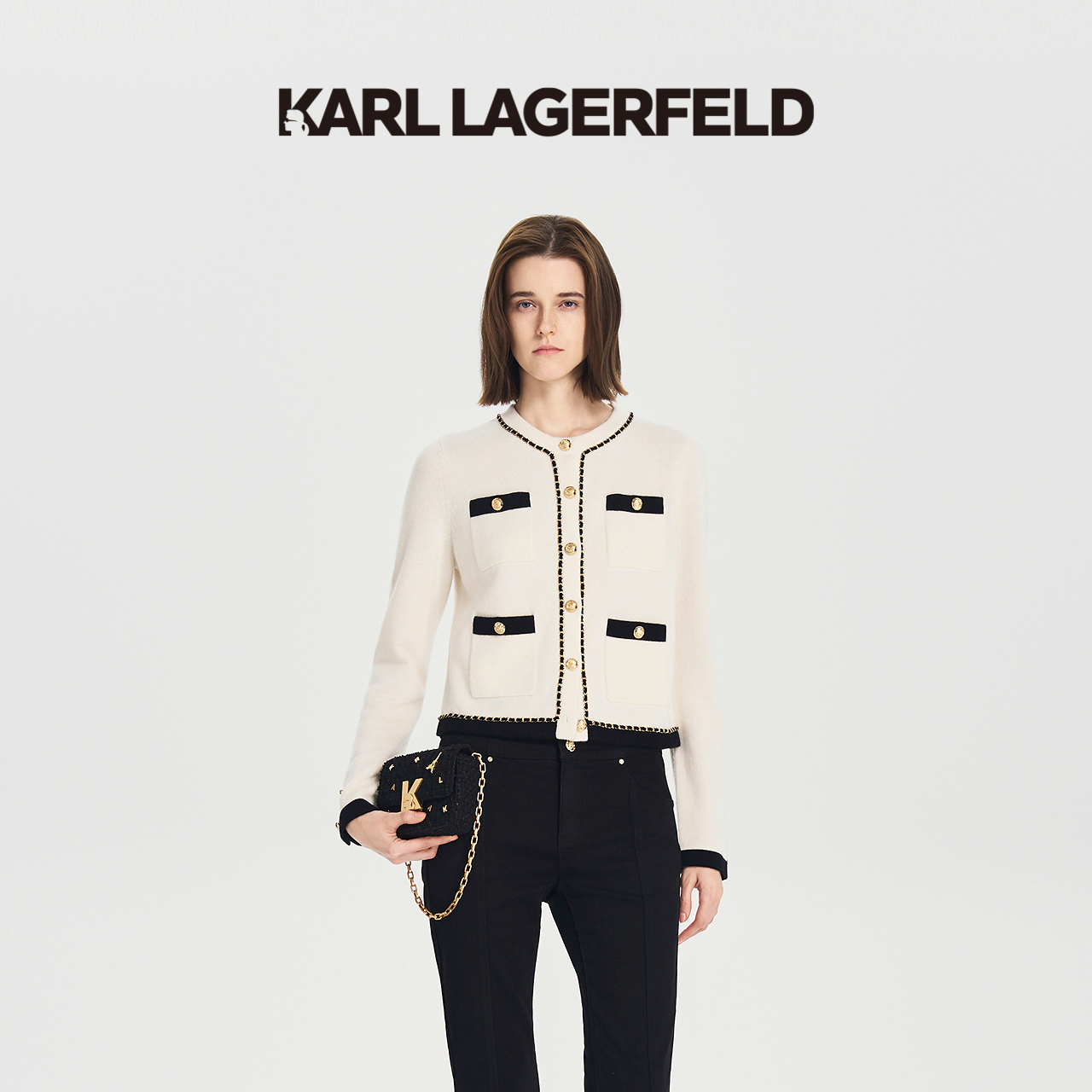 【官方】KARL LAGERFELD卡尔拉格斐秋季新款针织开衫老佛爷M27E2252