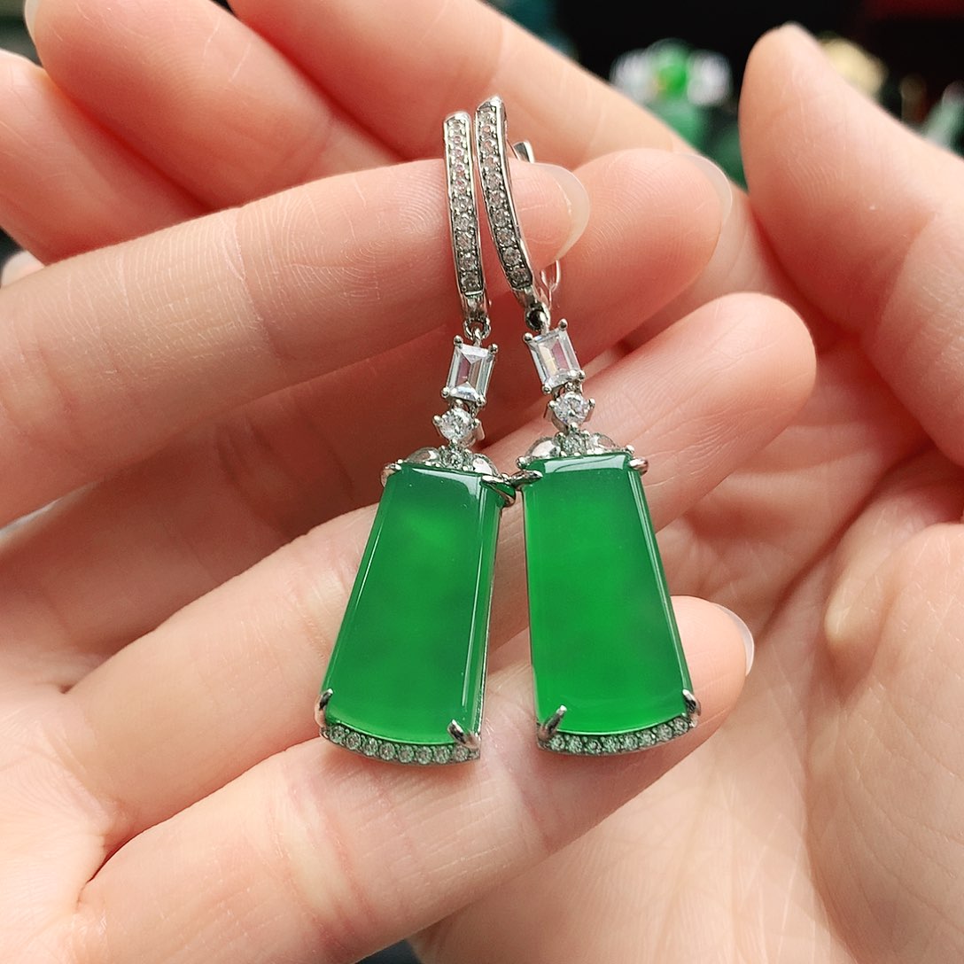 玛瑙/玉髓耳钉银S925镶嵌