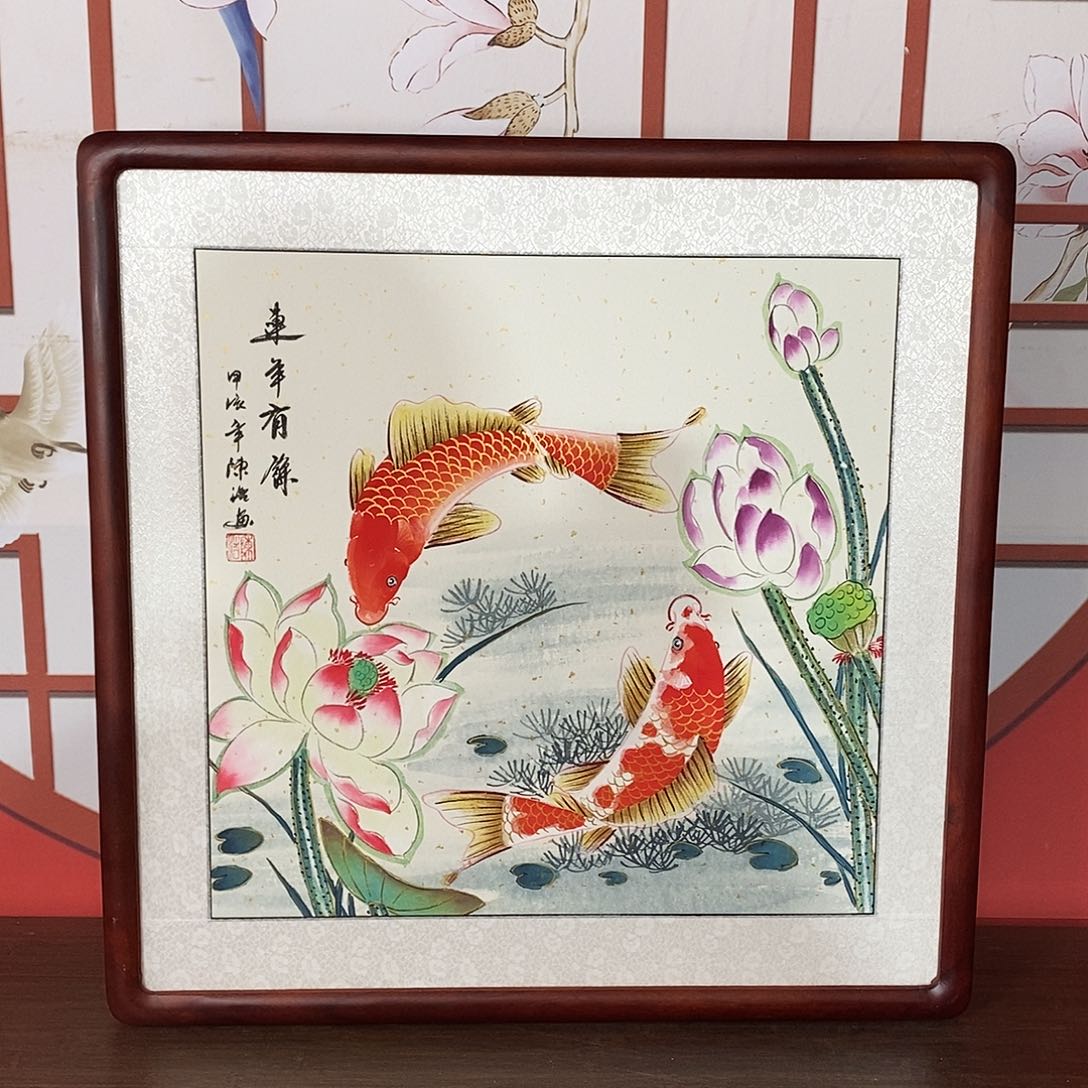 国画带框尺寸63✖️63手绘包邮