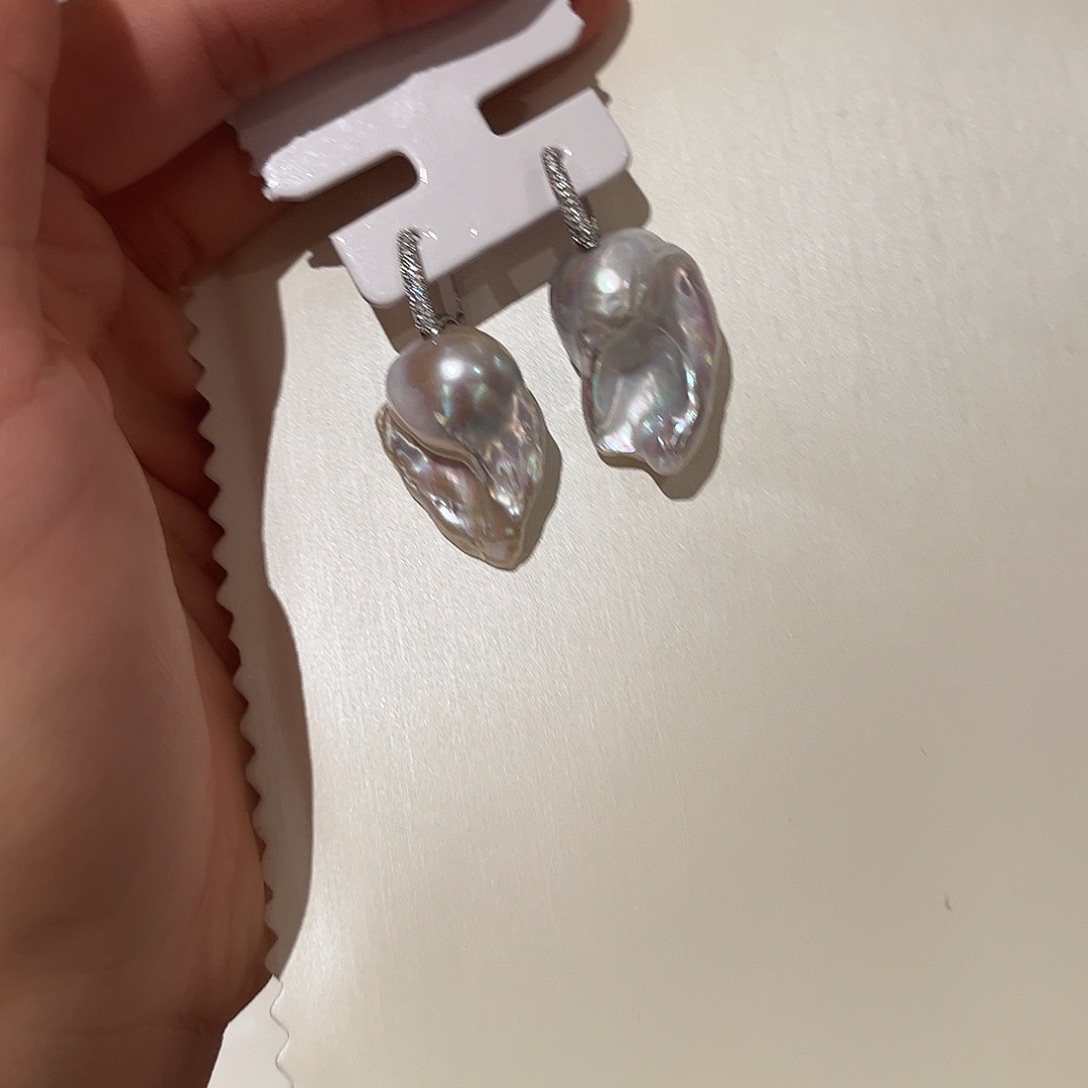 合金淡水珍珠耳饰