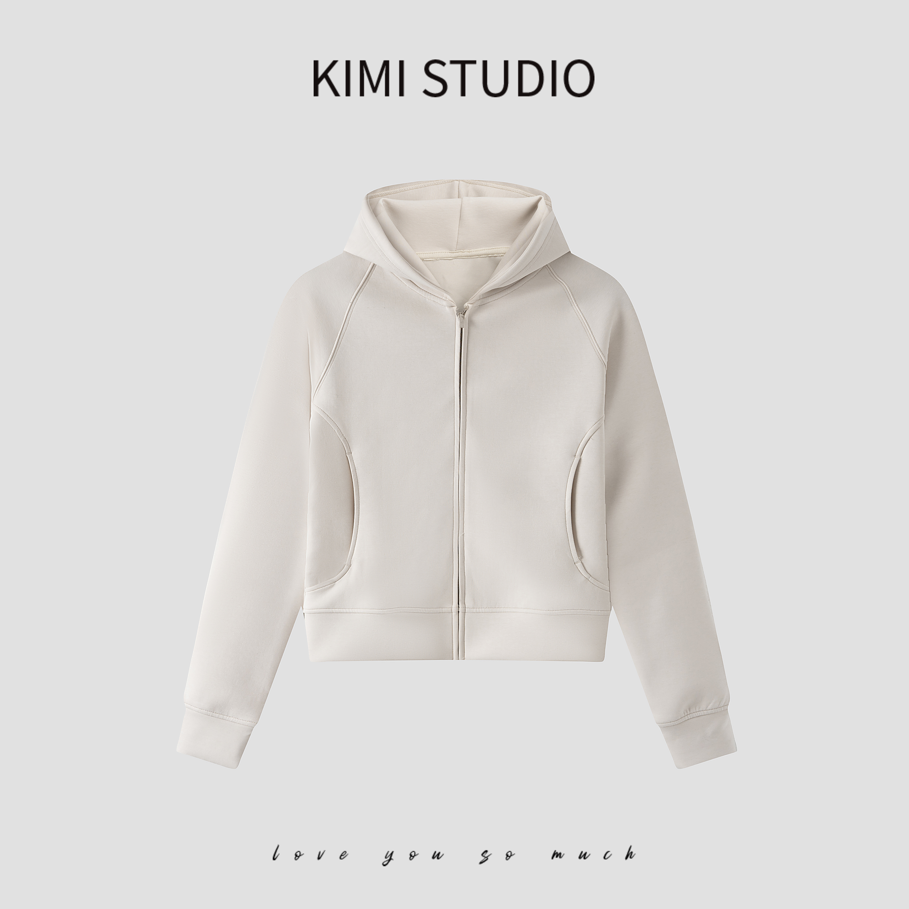  秋冬新款百搭长袖运动拉链开衫上衣空气层连帽休闲卫衣AW25751