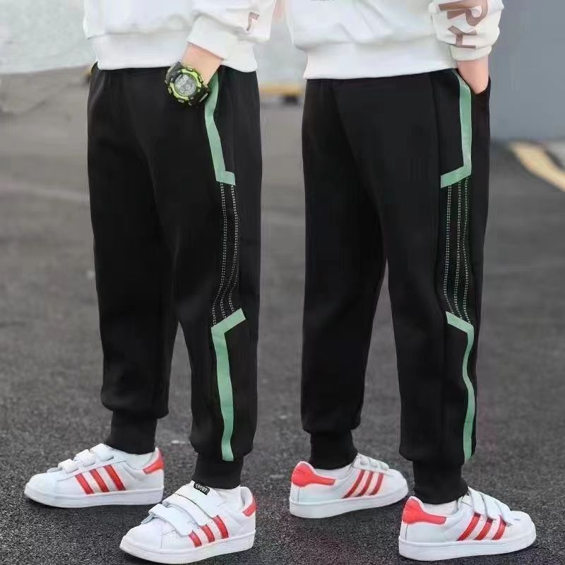 时尚科技线条印花洋气中跑步运动小童免烫冬季加绒卫裤休闲