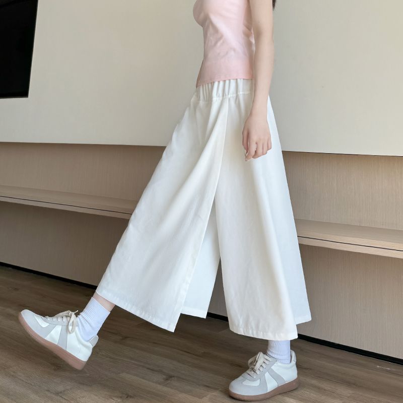 阔腿裙裤女夏季薄款高腰出游开叉小个子冰丝奶芙山本新款裤子显瘦