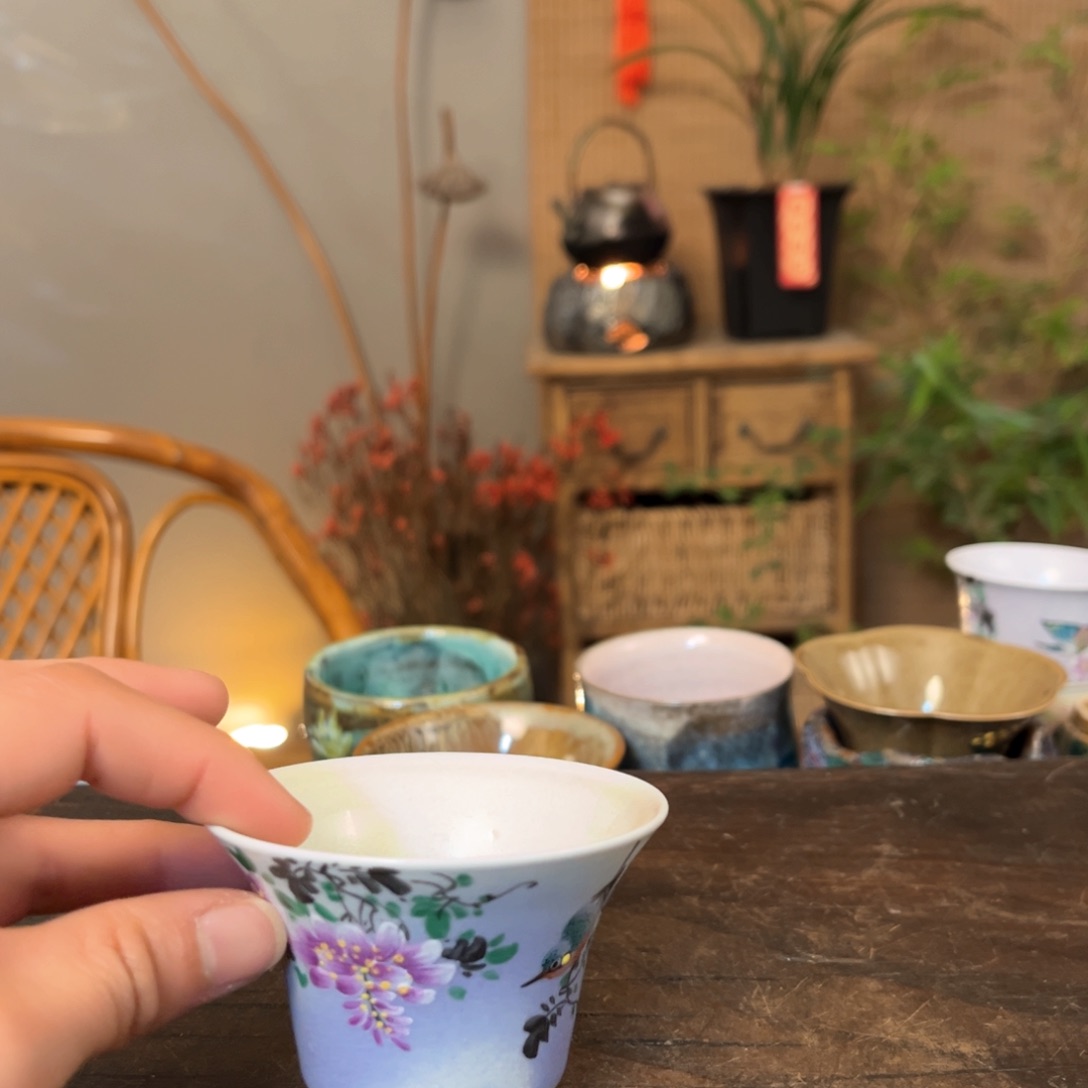 杯景德镇柴烧手绘杯