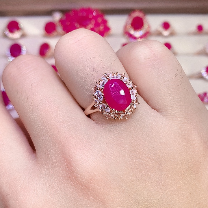 红宝石银S925镶嵌戒指