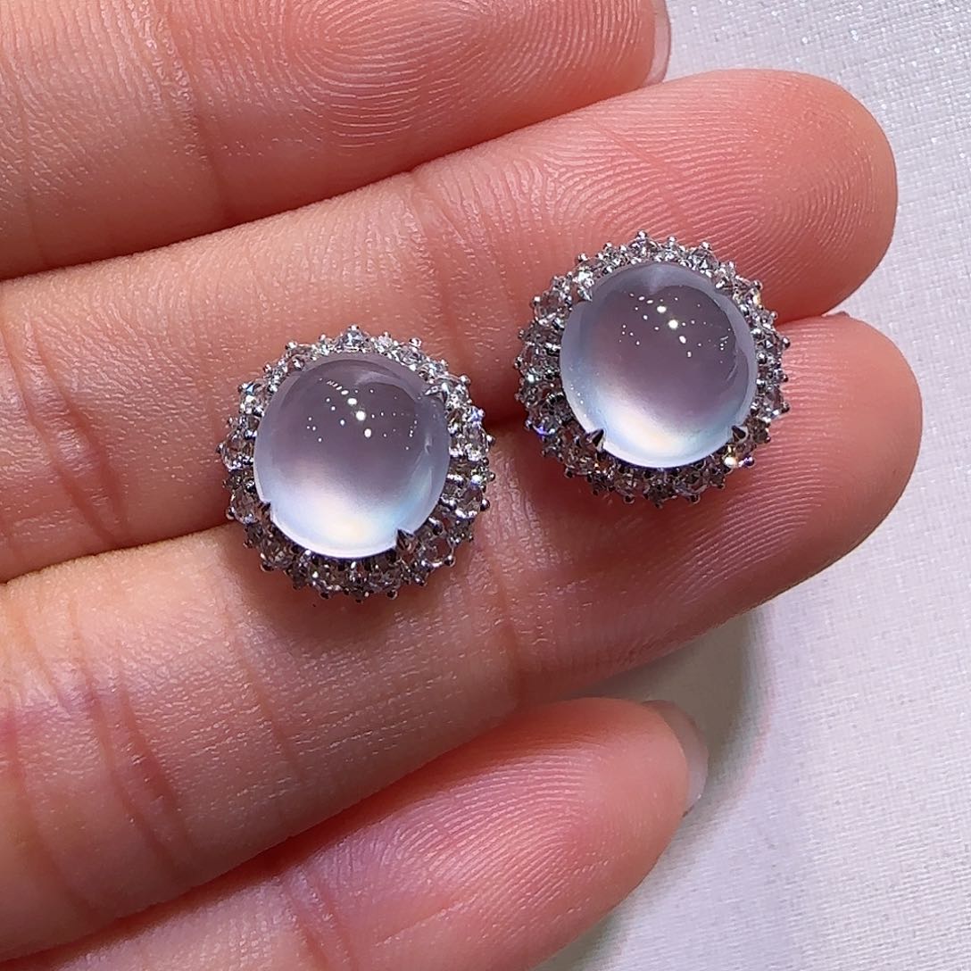 翡翠18K金镶嵌耳钉菲*耳钉