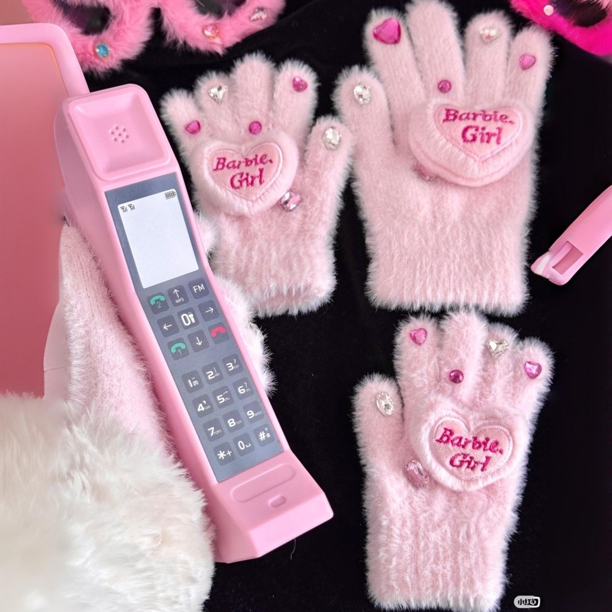 学生毛绒加厚保暖卡通冬季触屏儿童网红针织加绒韩版秋冬暖手套女