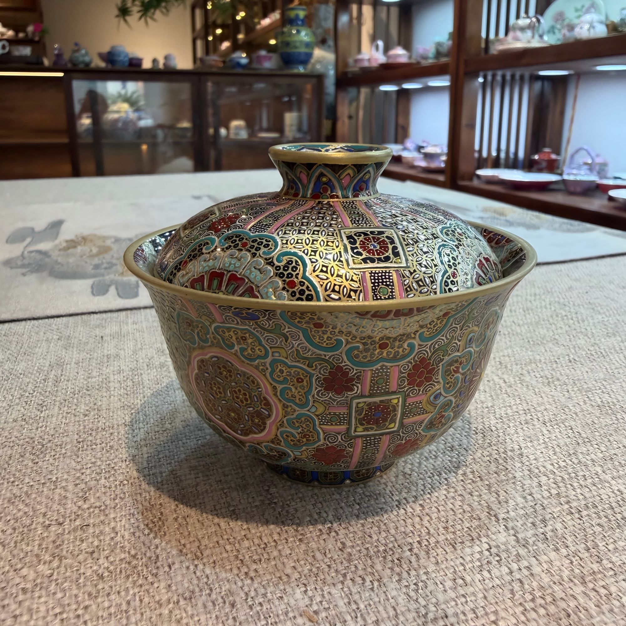 【非遗好物】黑金宋锦盖碗（灵玺0167）