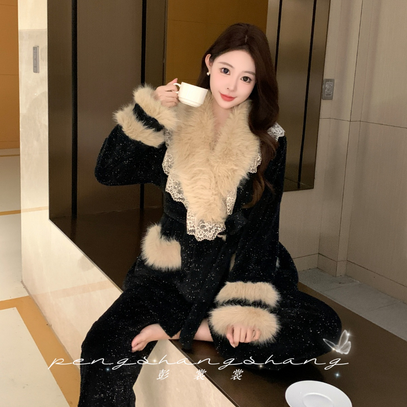 彭裳裳【星光闪耀】冬装上新潮流女士保暖睡衣百搭舒适居家服套装
