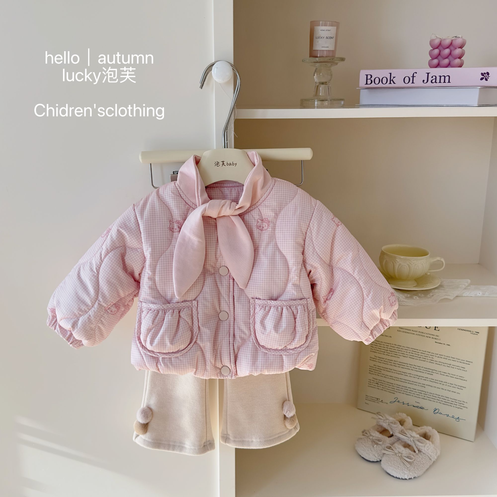 【lucky泡芙】甜妹专属！女童KT猫夹棉加绒保暖棉服韩版秋冬加厚外套