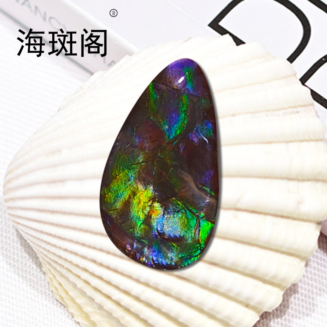 【海斑阁】天然加拿大斑彩宝石有机宝石收藏树脂覆膜裸石DLS-25213