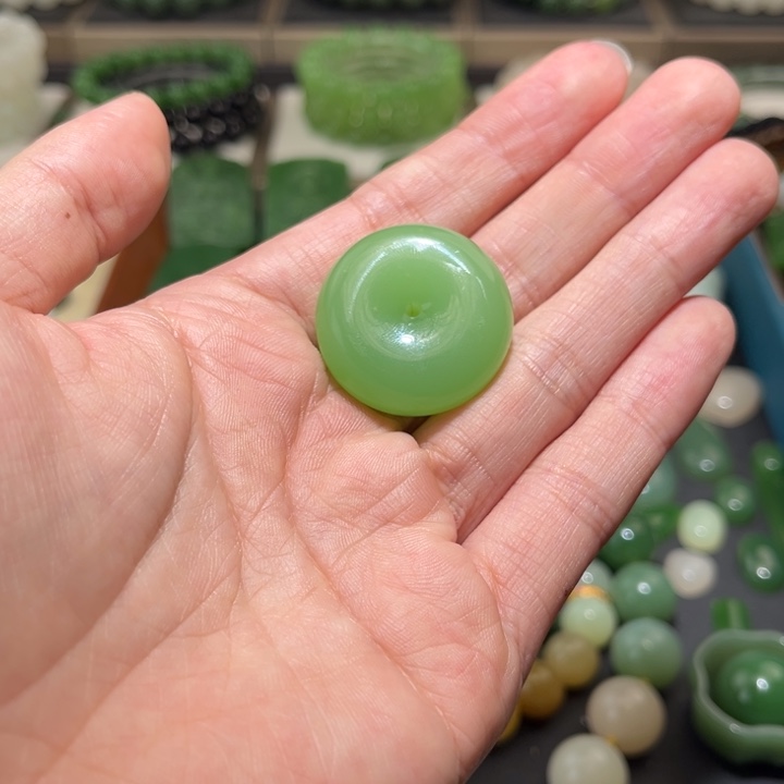 *****和田玉未镶嵌珠宝半成品卡30青海翠平安扣