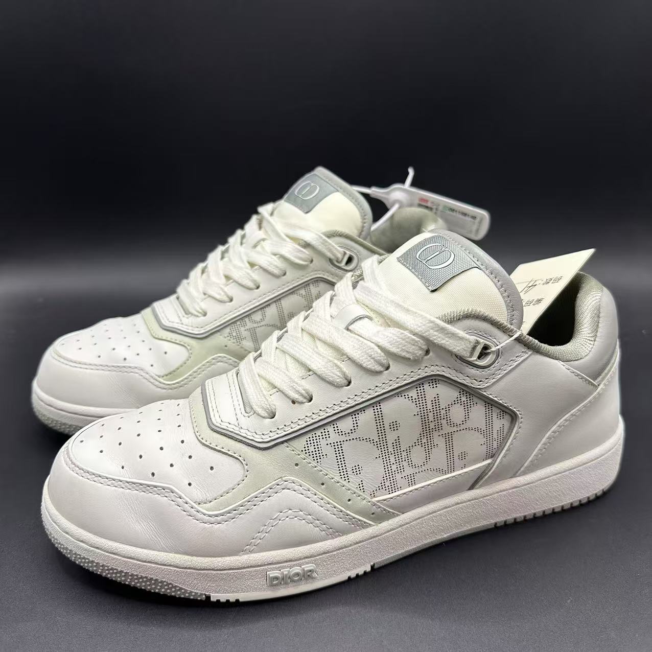 95新 DIOR/迪奥 男士百搭纯白老花拼接B27低帮板鞋41欧码ca667t