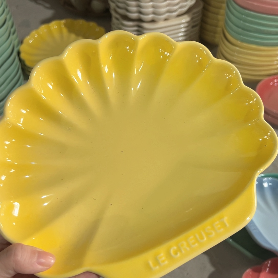 陶瓷 贝壳盘 黄色色色