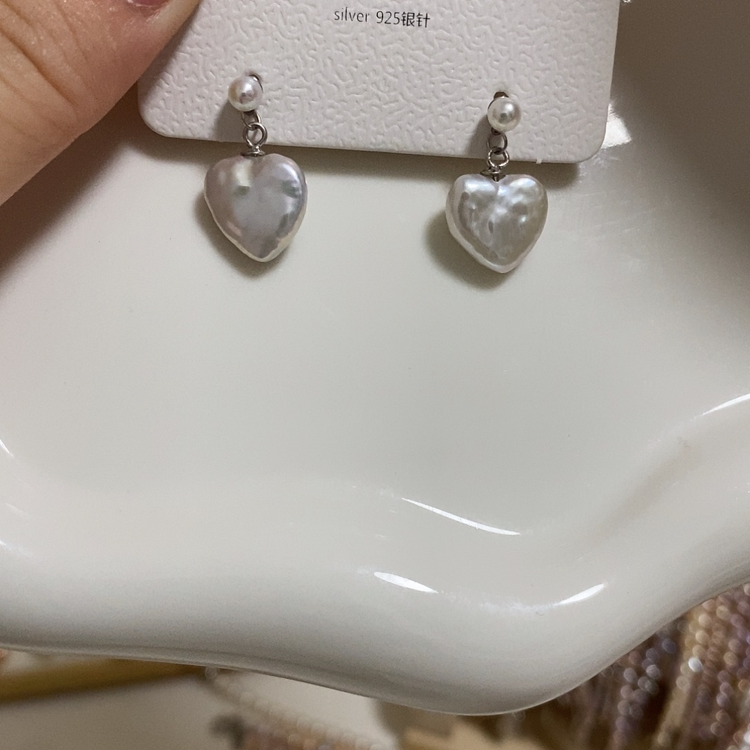 银S925镶嵌耳饰淡水珍珠
