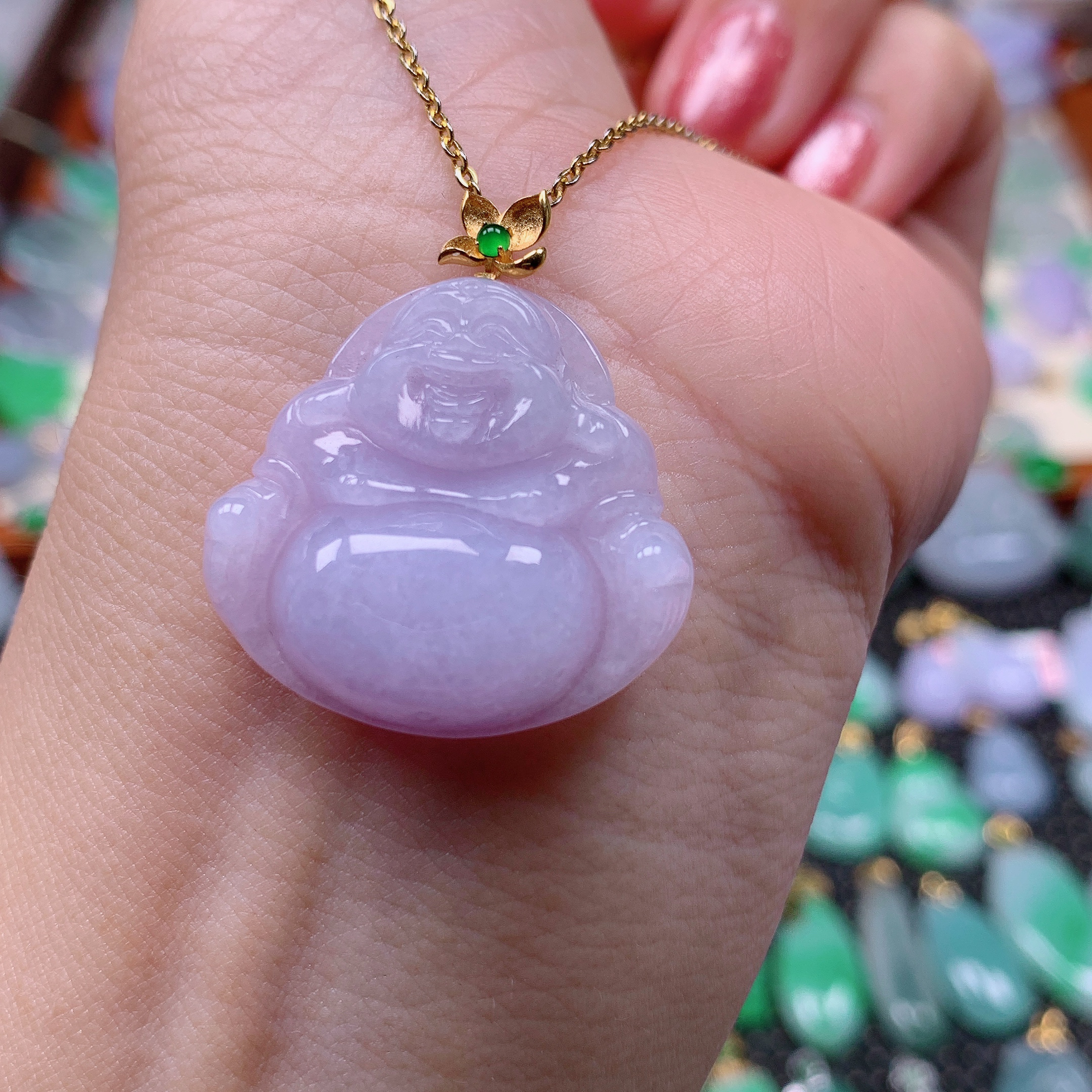 缅甸天然A货翡翠，紫罗兰佛公 编号13/1203尺25.3-27-6