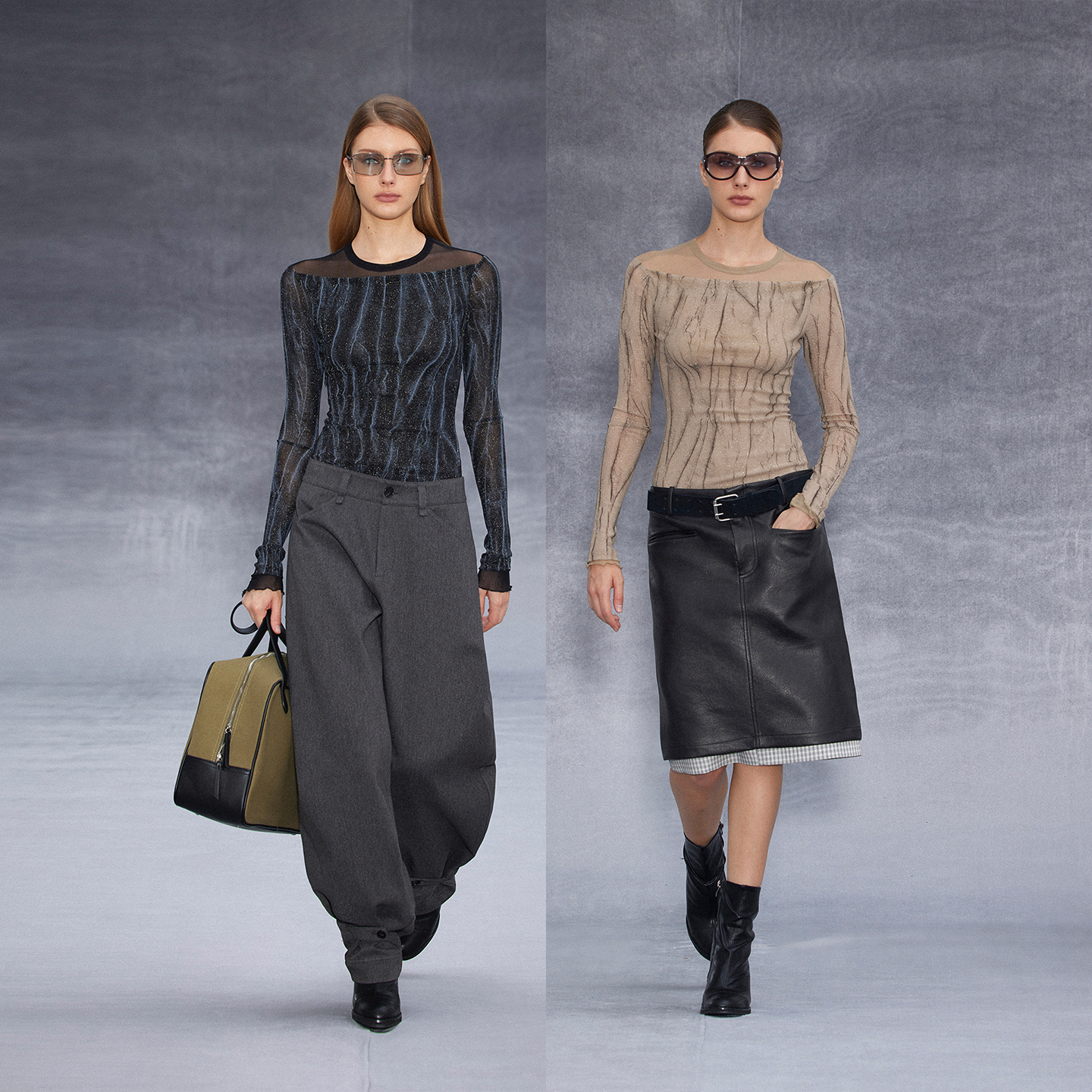 Randpickéecover系列-假两件荡领网纱上衣